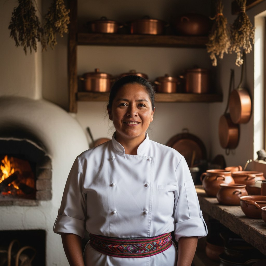 Julia Quispe Morales, chef y fundadora de Fogon del Alma, en su cocina de Miraflores